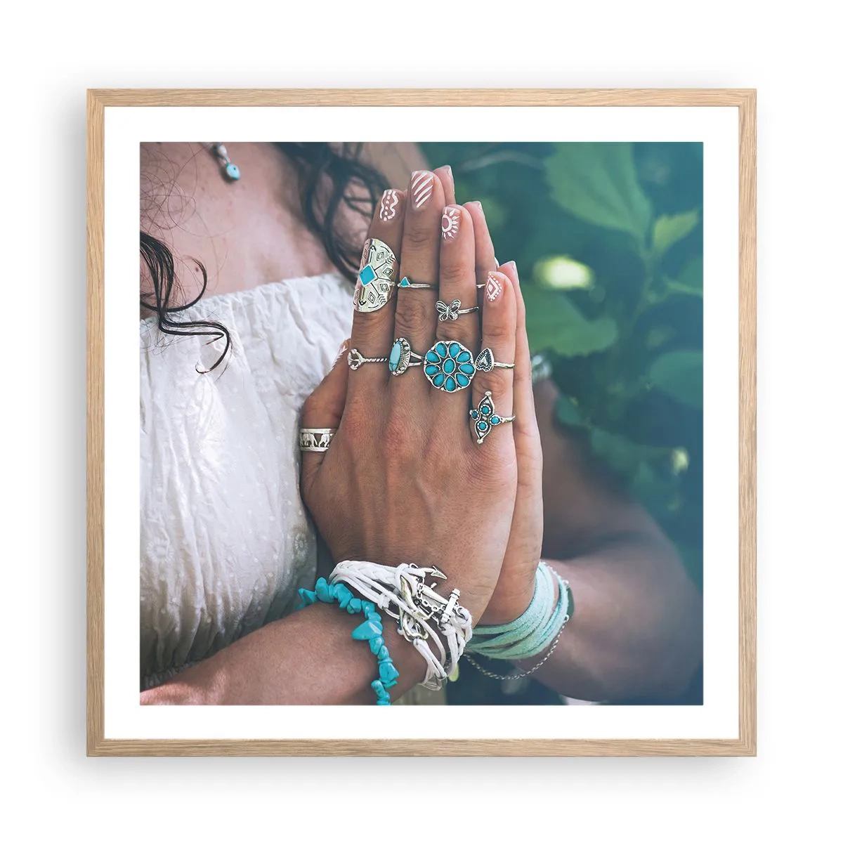 Poster in einem Rahmen aus heller Eiche - Willkommen im Zentrum des Seins - 60x60 cm