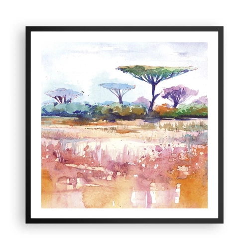 Poster in einem schwarzem Rahmen - Savannah-Farben - 60x60 cm