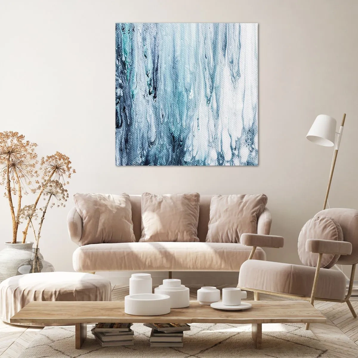 Bild auf Leinwand - Leinwandbild - Blaue Eiszapfen - 70x70 cm