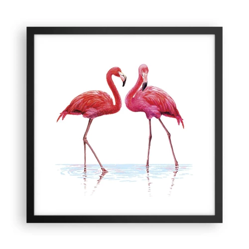 Poster in einem schwarzem Rahmen - Rosa randez-vous - 40x40 cm