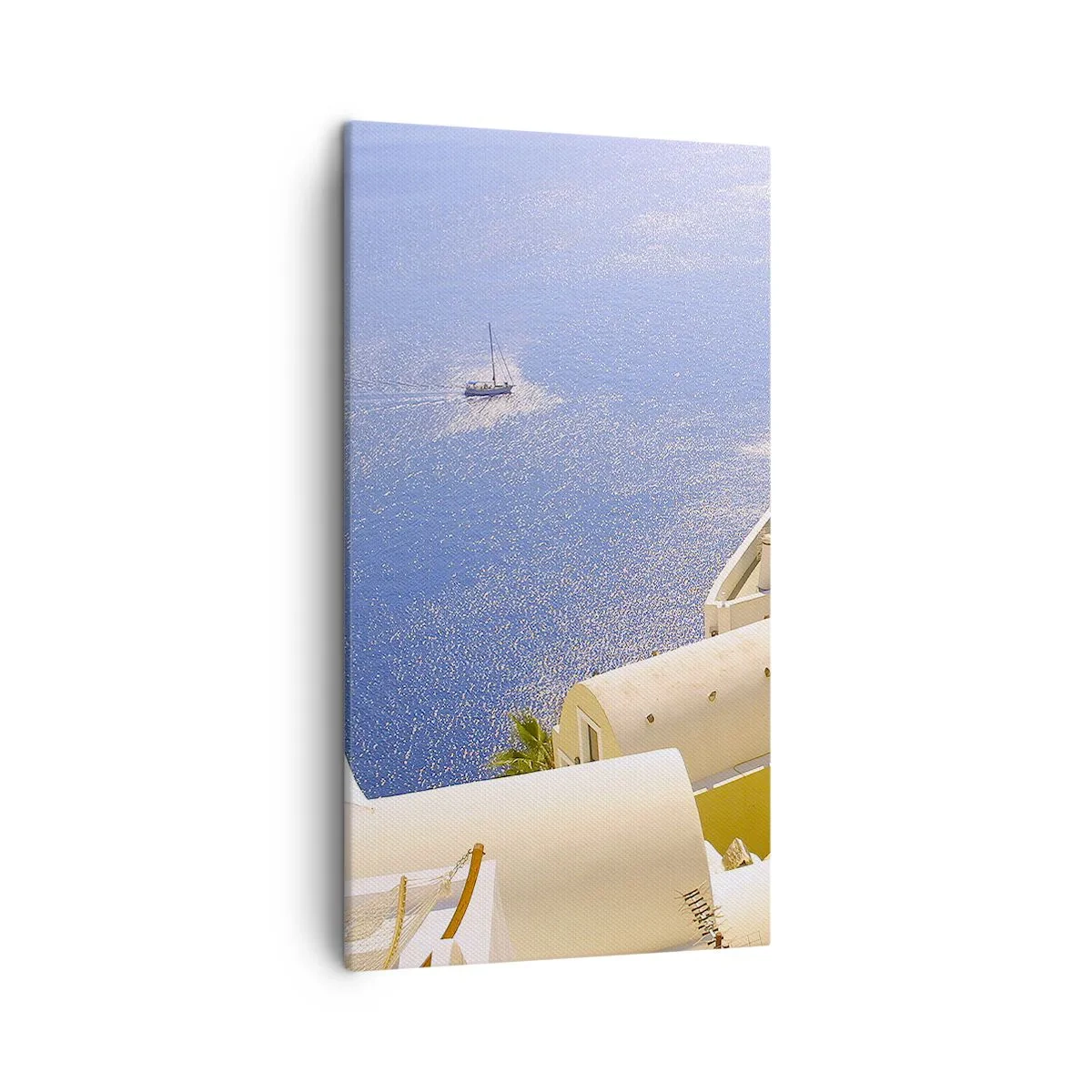 Bild auf Leinwand - Leinwandbild - Griechische Landschaft in Weiß und Blau - 45x80 cm