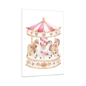 Glasbild - Bild auf glas - Buntes Vintage-Karussell mit Pferden - 80x120cm - Süße Welt der Kindheit - Moderne Wanddekoration für Wohnzimmer und Schlafzimmer ARTTOR