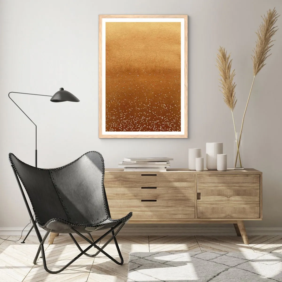 Poster in einem Rahmen aus heller Eiche - Die Geburt des Lichts - 70x100 cm