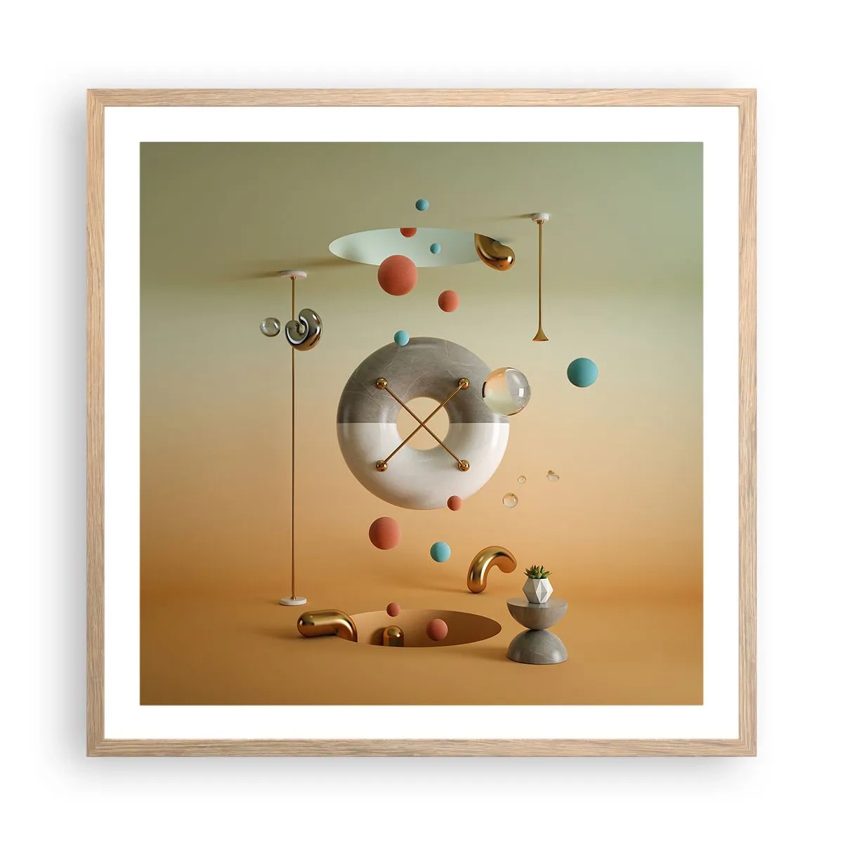 Poster in einem Rahmen aus heller Eiche - Alles kann passieren - 60x60 cm