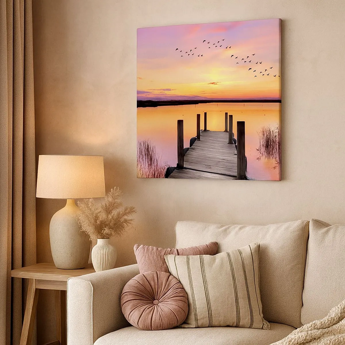 Bild auf Leinwand - Leinwandbild - Violette stille Morgendämmerung - 30x30 cm