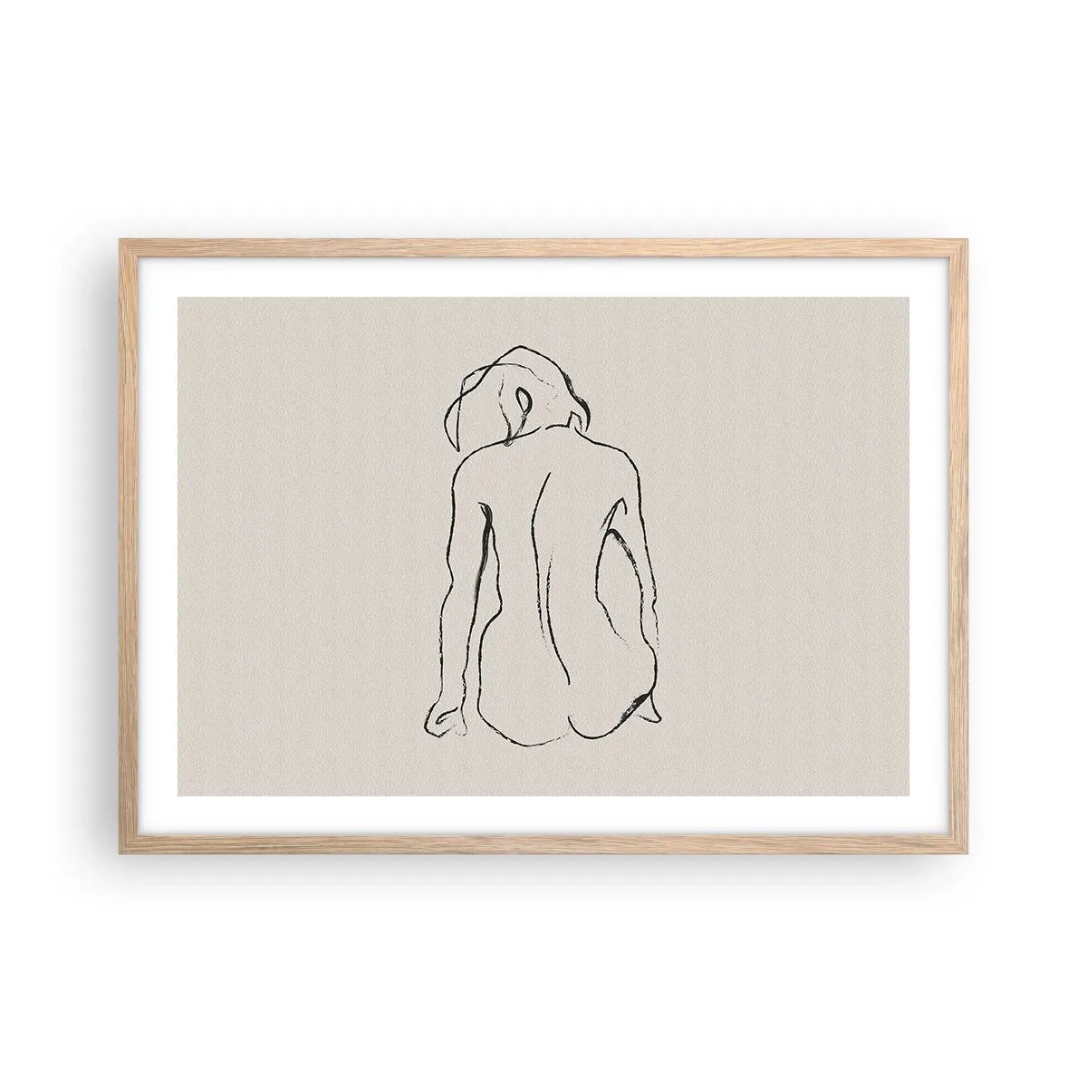 Poster in einem Rahmen aus heller Eiche - Mädchenakt - 70x50 cm
