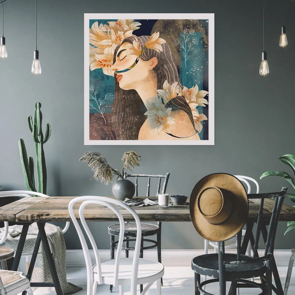 Poster - Ein Märchen über eine Prinzessin mit Lilien - 60x60 cm