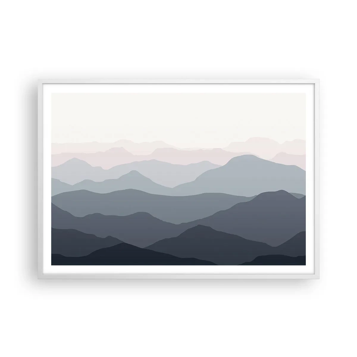 Poster in einem weißen Rahmen - Wellen der Berge - 100x70 cm
