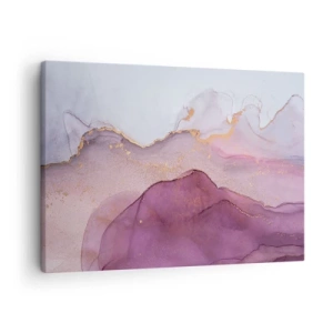 Bild auf Leinwand - Leinwandbild - Eine abstrakte Komposition in Lila- und Goldtönen. - 70x50cm - Violett und lila Wellen - Moderne Wanddekoration für Wohnzimmer und Schlafzimmer ARTTOR