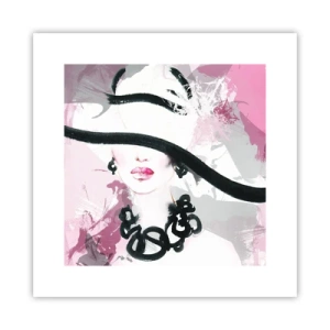 Poster - Bildnis einer Dame in Schwarz und Pink - 30x30 cm