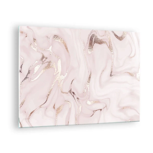 Glasbild - Bild auf glas - Abstraktes Marmormuster in Roségold - 70x50cm - In einem rosa Schal - Moderne Wanddekoration für Wohnzimmer und Schlafzimmer ARTTOR