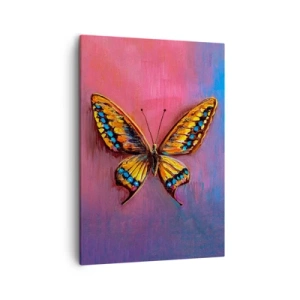 Bild auf Leinwand - Leinwandbild - Bunter Schmetterling auf abstraktem Hintergrund - 50x70cm - Ein Juwel der Natur - Moderne Wanddekoration für Wohnzimmer und Schlafzimmer ARTTOR