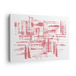 Bild auf Leinwand - Leinwandbild - Abstrakte rosa Texturen auf weißem Hintergrund - 70x50cm - Die rote Stadt - Moderne Wanddekoration für Wohnzimmer und Schlafzimmer ARTTOR