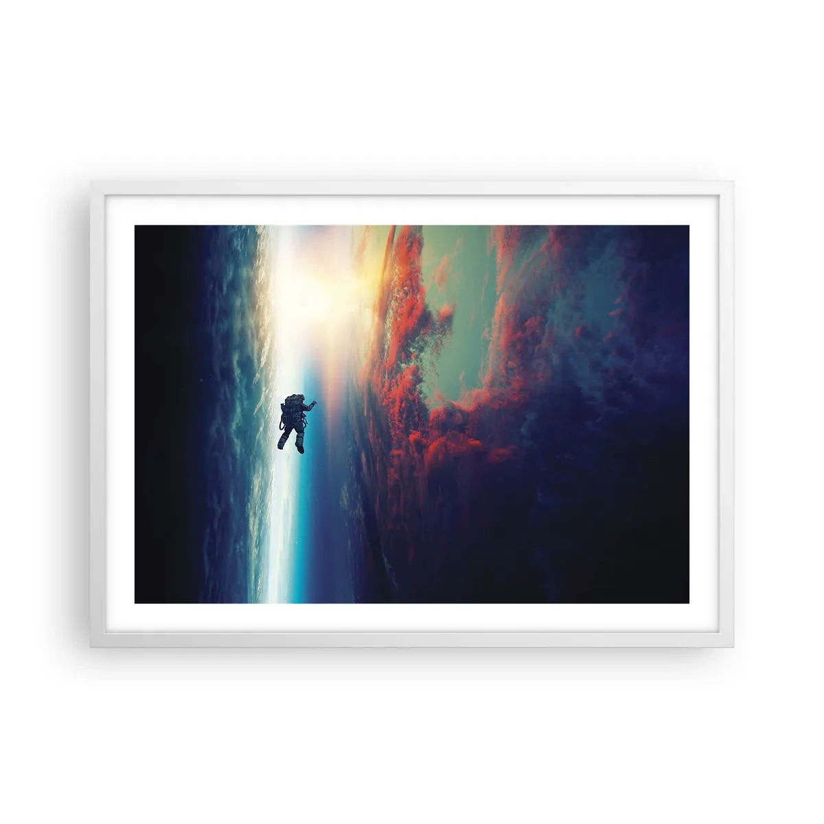 Poster in einem weißen Rahmen - Sich dem Universum stellen - 70x50 cm