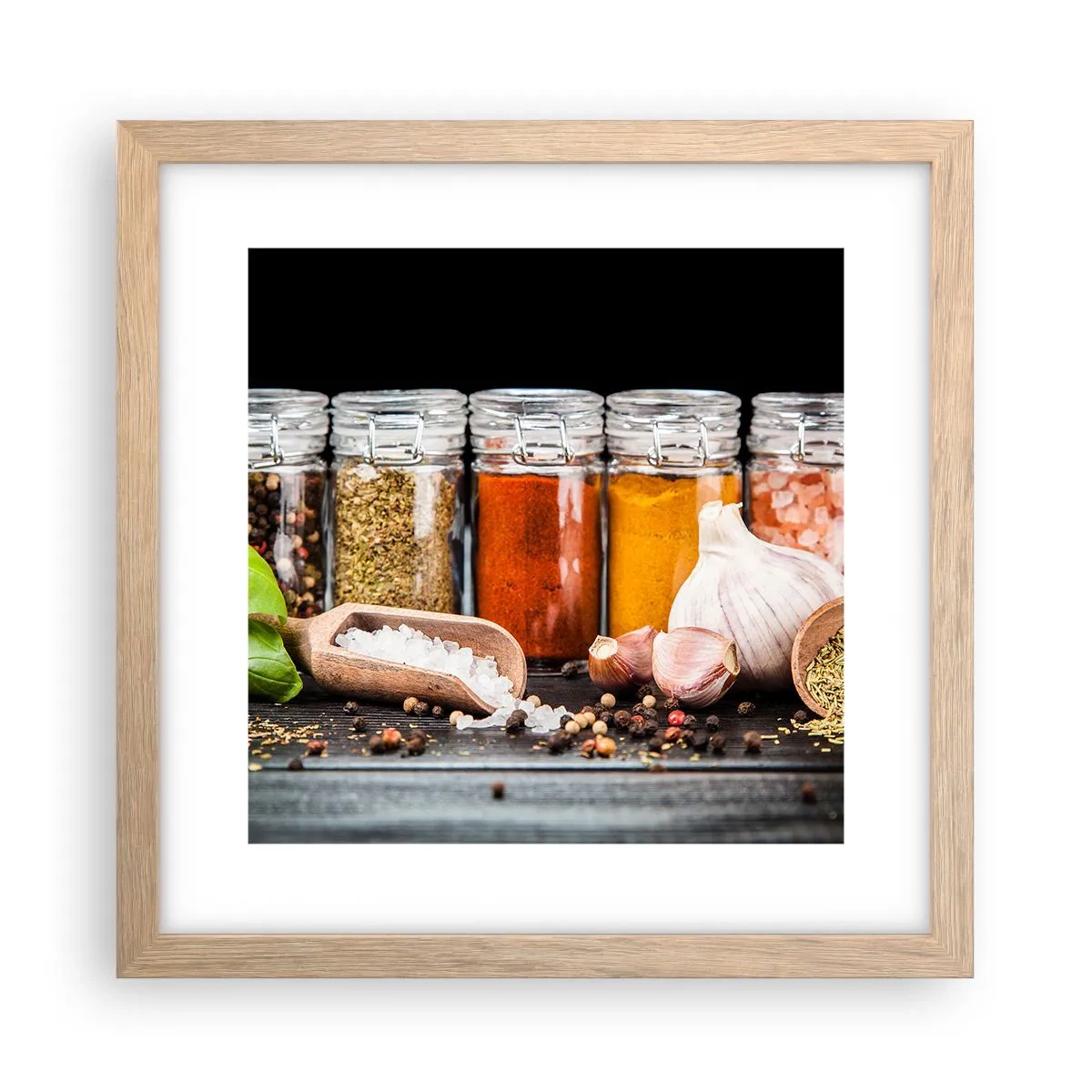 Poster in einem Rahmen aus heller Eiche - Für einen Geschmack des Lebens - 30x30 cm