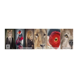 Fototapeten Muster Premium Canvas - Was mache ich hier?! - Abstraktion, Hund, Vogel - 100x30 cm
