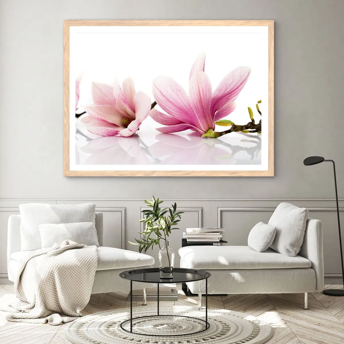 Poster in einem Rahmen aus heller Eiche - Zart wie ein Frühlingswind - 70x50 cm