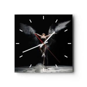 Wanduhr - Glasuhr - Eine Tänzerin in Bewegung mit einem auffälligen Staubeffekt auf schwarzem Hintergrund - 30x30cm - Elfen existieren - Moderne Wanddekoration für Wohnzimmer und Schlafzimmer ARTTOR