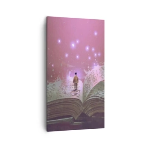 Bild auf Leinwand - Leinwandbild - Einladung in eine andere Welt - lesen Sie! - 45x80 cm