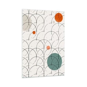 Glasbild - Bild auf glas - Geometrisches Muster mit bunten Kreisen auf hellem Hintergrund - 70x100cm - Im Pop-Art-Geist - Moderne Wanddekoration für Wohnzimmer und Schlafzimmer ARTTOR