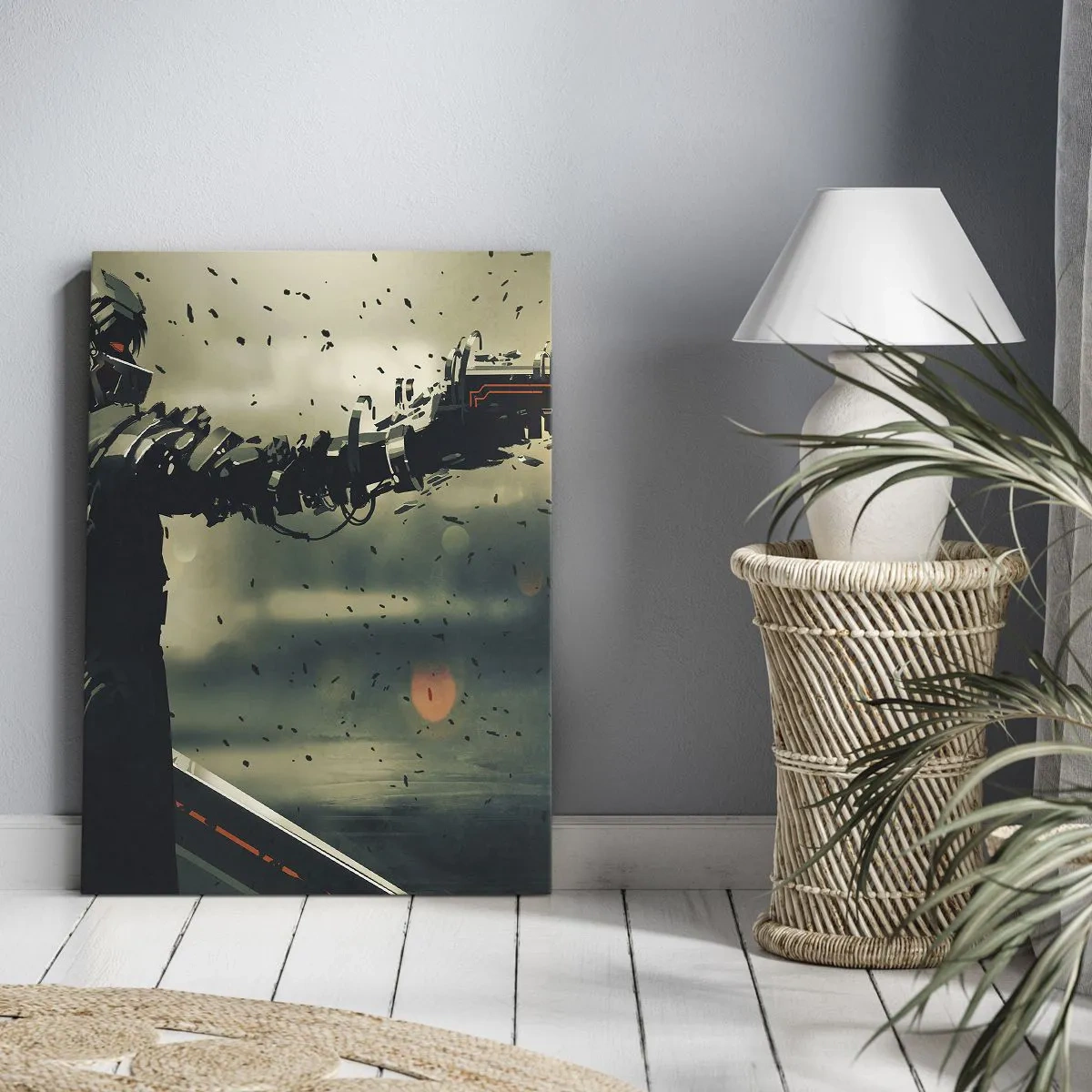 Bild auf Leinwand - Leinwandbild - Tödliche Waffe - Dein ganz eigener Terminator - 55x100 cm