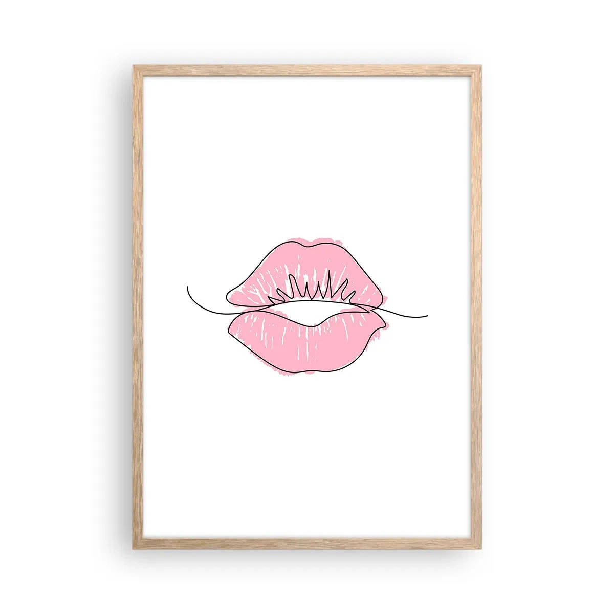 Poster in einem Rahmen aus heller Eiche - Bereit zum Küssen? - 50x70 cm