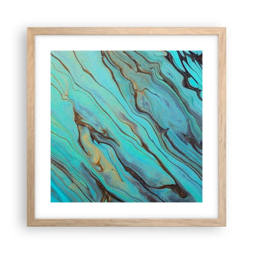 Poster in einem Rahmen aus heller Eiche - Türkisfarbene Flut - 40x40 cm