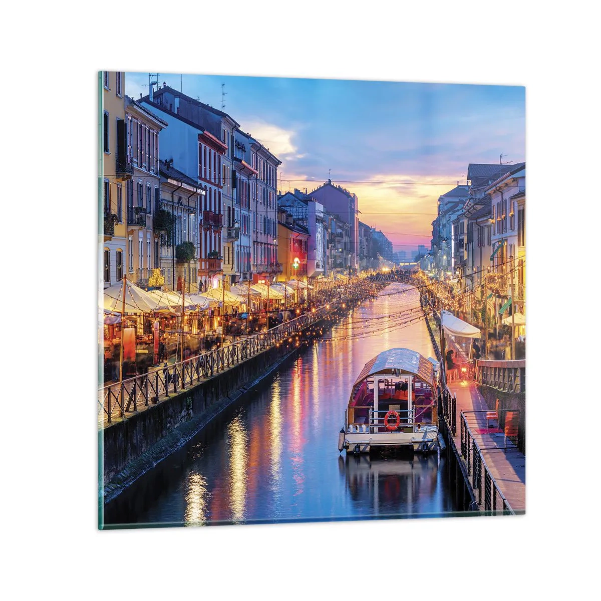 Glasbild - Bild auf glas - Ein Abend voller Licht und Spaß - 60x60 cm