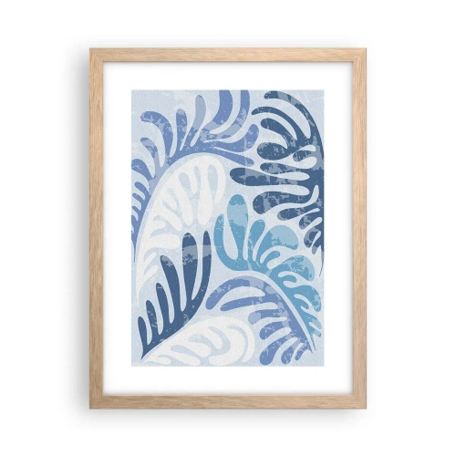 Poster in einem Rahmen aus heller Eiche - Blaue Farne - 30x40 cm