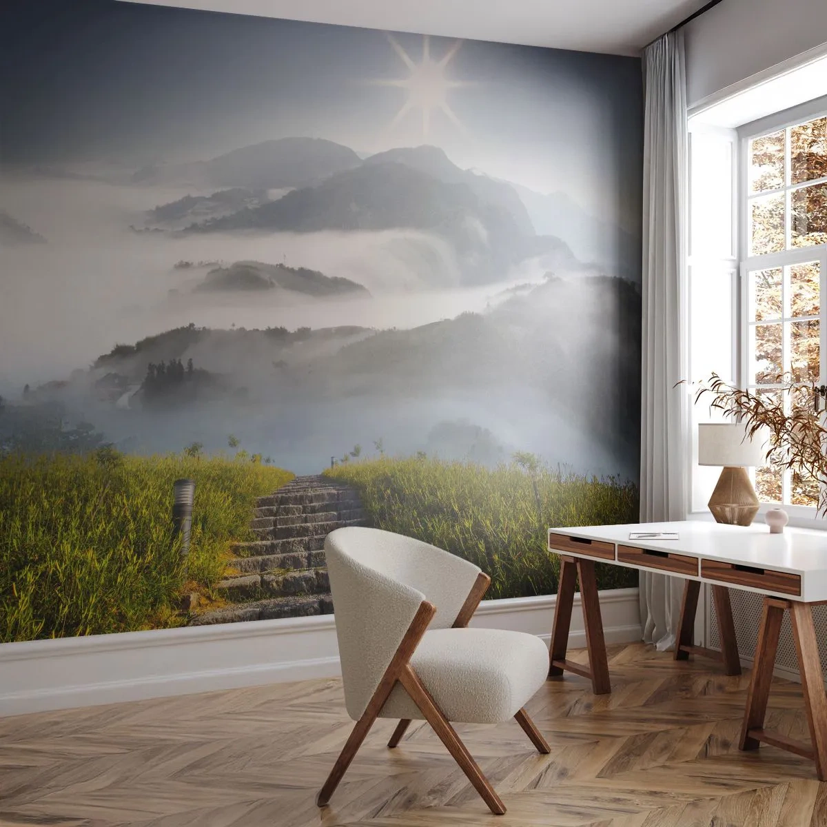 Fototapete Premium Sand - Immer noch den Wolken entgegen - Landschaft, Berge, Nationalpark - 100x70 cm