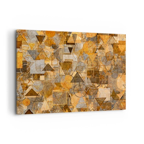 Bild auf Leinwand - Leinwandbild - Abstrakte geometrische Muster in Goldtönen - 100x70cm - Die Welt in Form - Moderne Wanddekoration für Wohnzimmer und Schlafzimmer ARTTOR