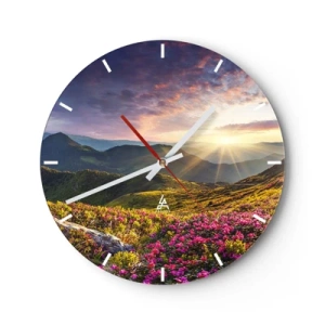Wanduhr - Glasuhr - Frische am Bergmorgen - 40x40 cm