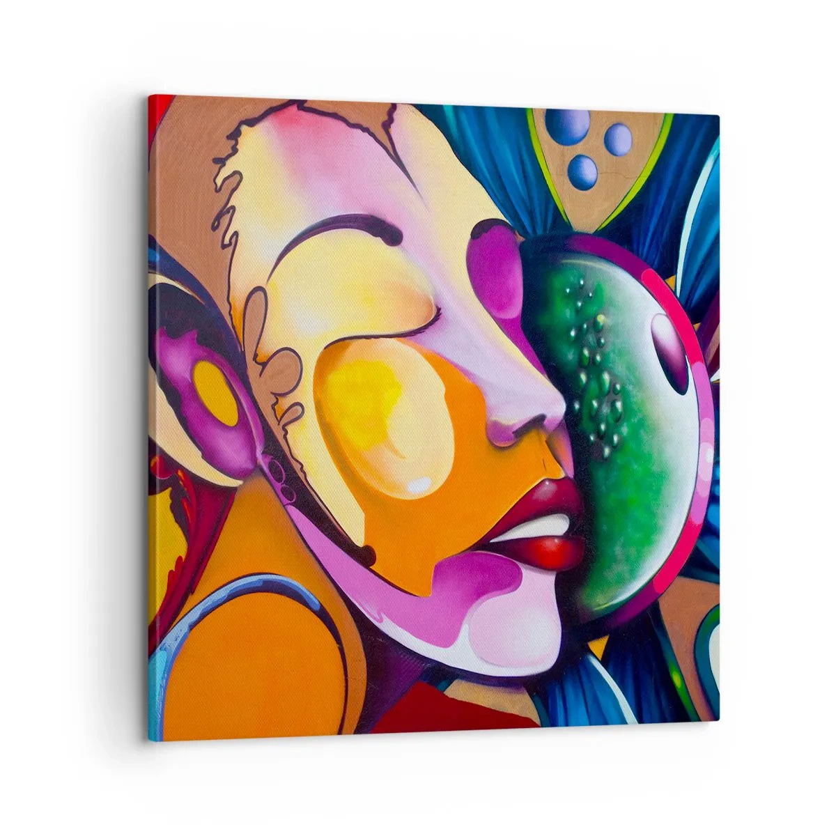 Bild auf Leinwand - Leinwandbild - Mit Farbe berühren - 60x60 cm