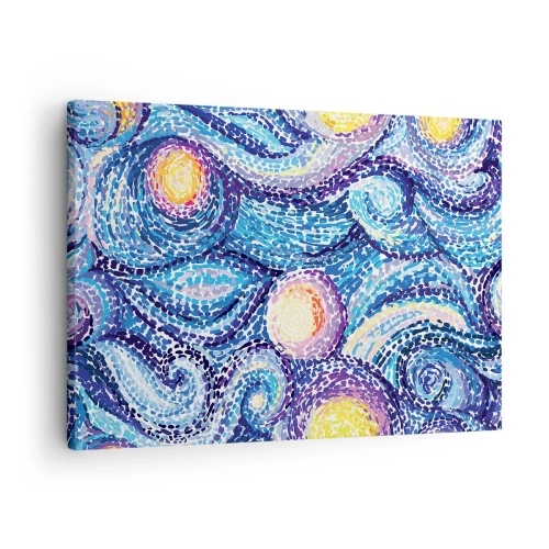 Bild auf Leinwand - Leinwandbild - Eine künstlerische Interpretation des Sternenhimmels im Stil von Van Gogh - 70x50cm - Aus einem Gemälde von van Gogh - Moderne Wanddekoration für Wohnzimmer und Schlafzimmer ARTTOR