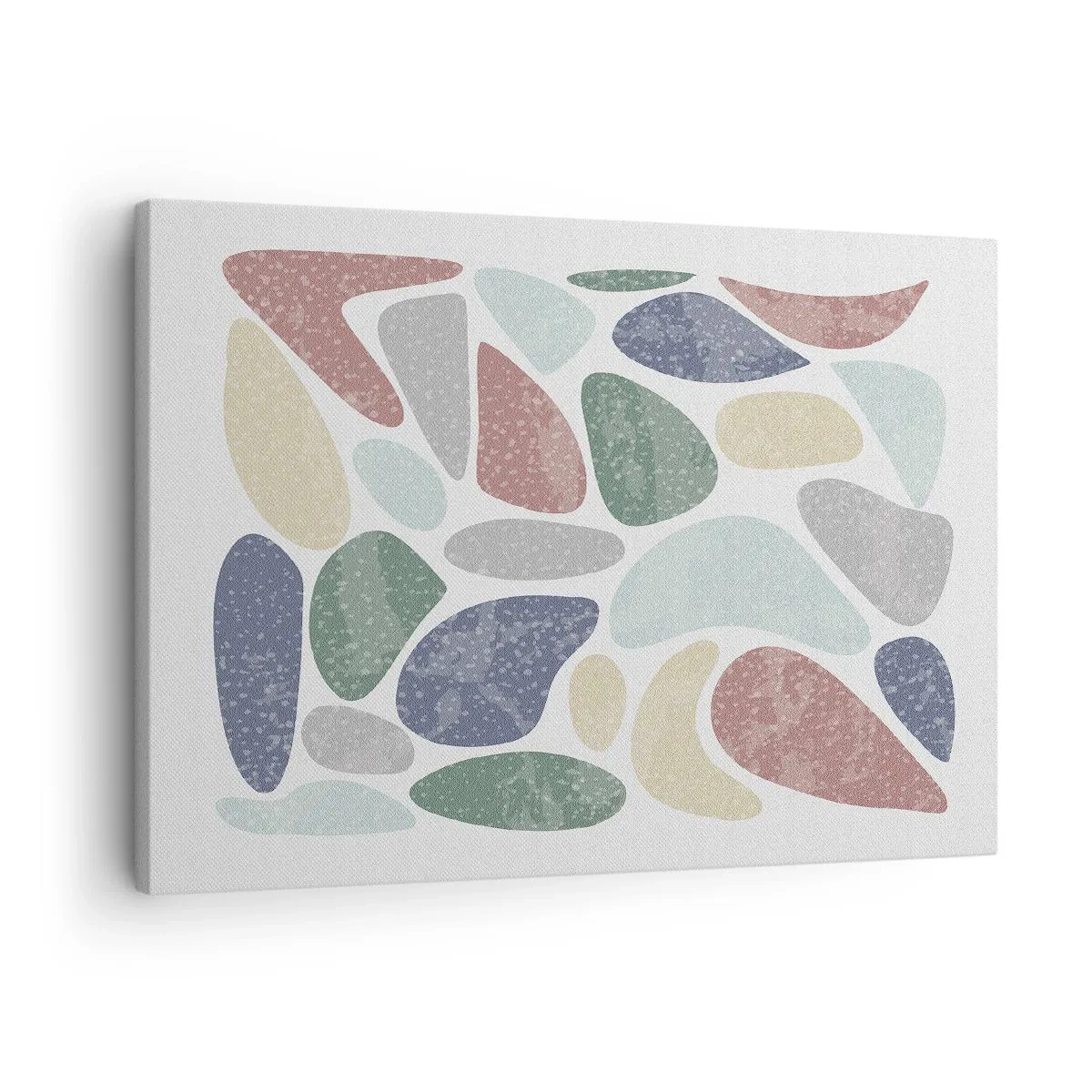 Bild auf Leinwand - Leinwandbild - Bunte organische Formen auf weißem Hintergrund - 70x50cm - Mosaik aus pulverförmigen Farben - Moderne Wanddekoration für Wohnzimmer und Schlafzimmer ARTTOR