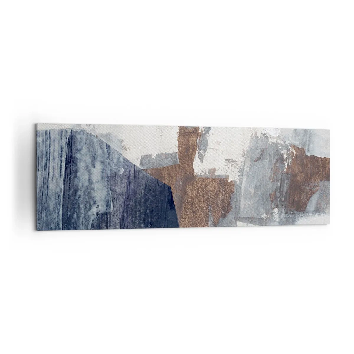 Bild auf Leinwand - Leinwandbild - Abstrakte Formen in Blau- und Brauntönen - 160x50cm - Blaue und braune Formen - Moderne Wanddekoration für Wohnzimmer und Schlafzimmer ARTTOR