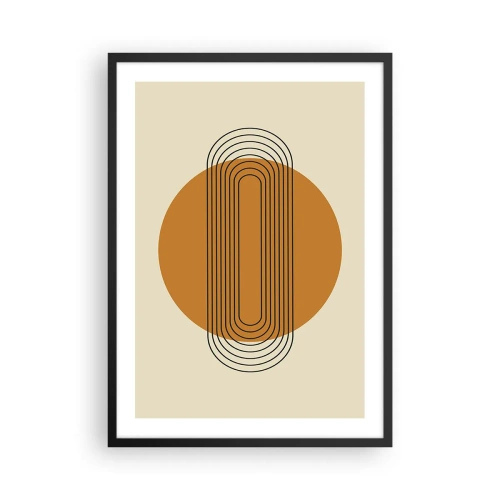 Poster in einem schwarzem Rahmen - Geometrisches Muster mit orangefarbenen Kreisen und Linien - 50x70cm - Perfekter Plan - Moderne Wanddekoration für Wohnzimmer und Schlafzimmer ARTTOR