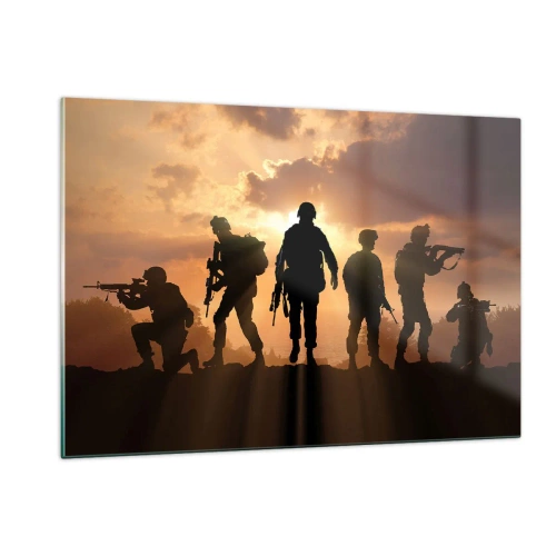 Glasbild - Bild auf glas - Waffenbrüder - 120x80cm - Waffenbrüder - Moderne Wanddekoration für Wohnzimmer und Schlafzimmer ARTTOR