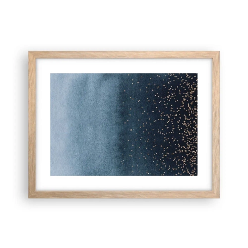 Poster in einem Rahmen aus heller Eiche - Komposition - blaue Phasen - 40x30 cm