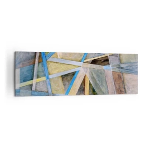 Bild auf Leinwand - Leinwandbild - Geometrische Komposition mit hellen und blauen Linien - 160x50cm - Gerade oder diagonal? - Moderne Wanddekoration für Wohnzimmer und Schlafzimmer ARTTOR