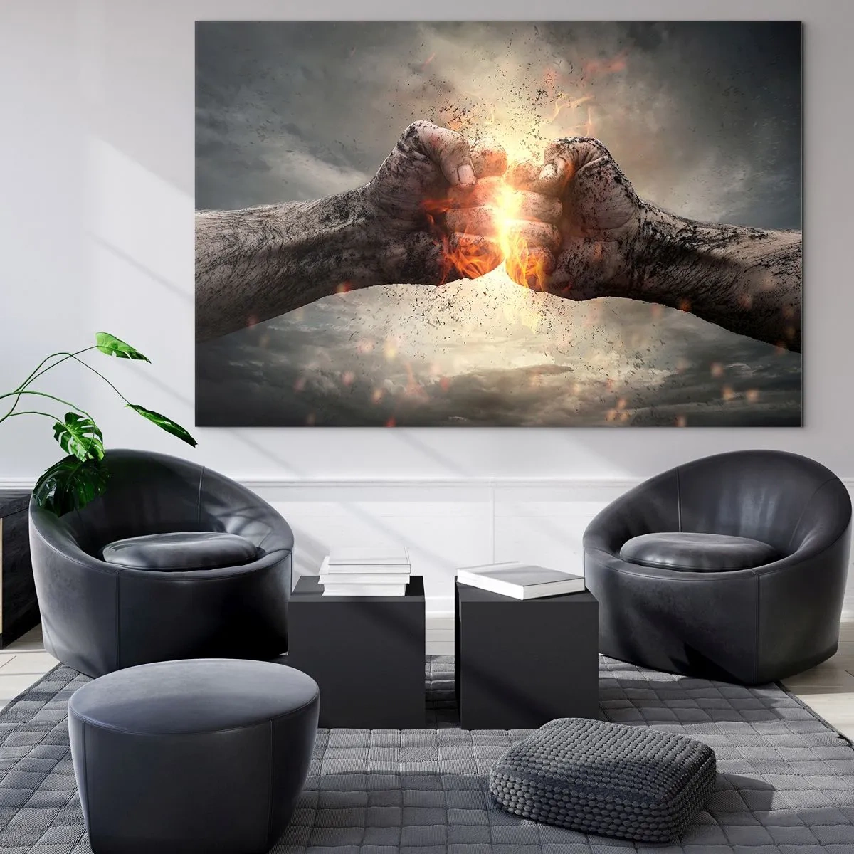 Glasbild - Bild auf glas - Stehen Sie dem Kampf gegenüber - 70x50cm - Steh auf für einen Kampf - Moderne Wanddekoration für Wohnzimmer und Schlafzimmer ARTTOR