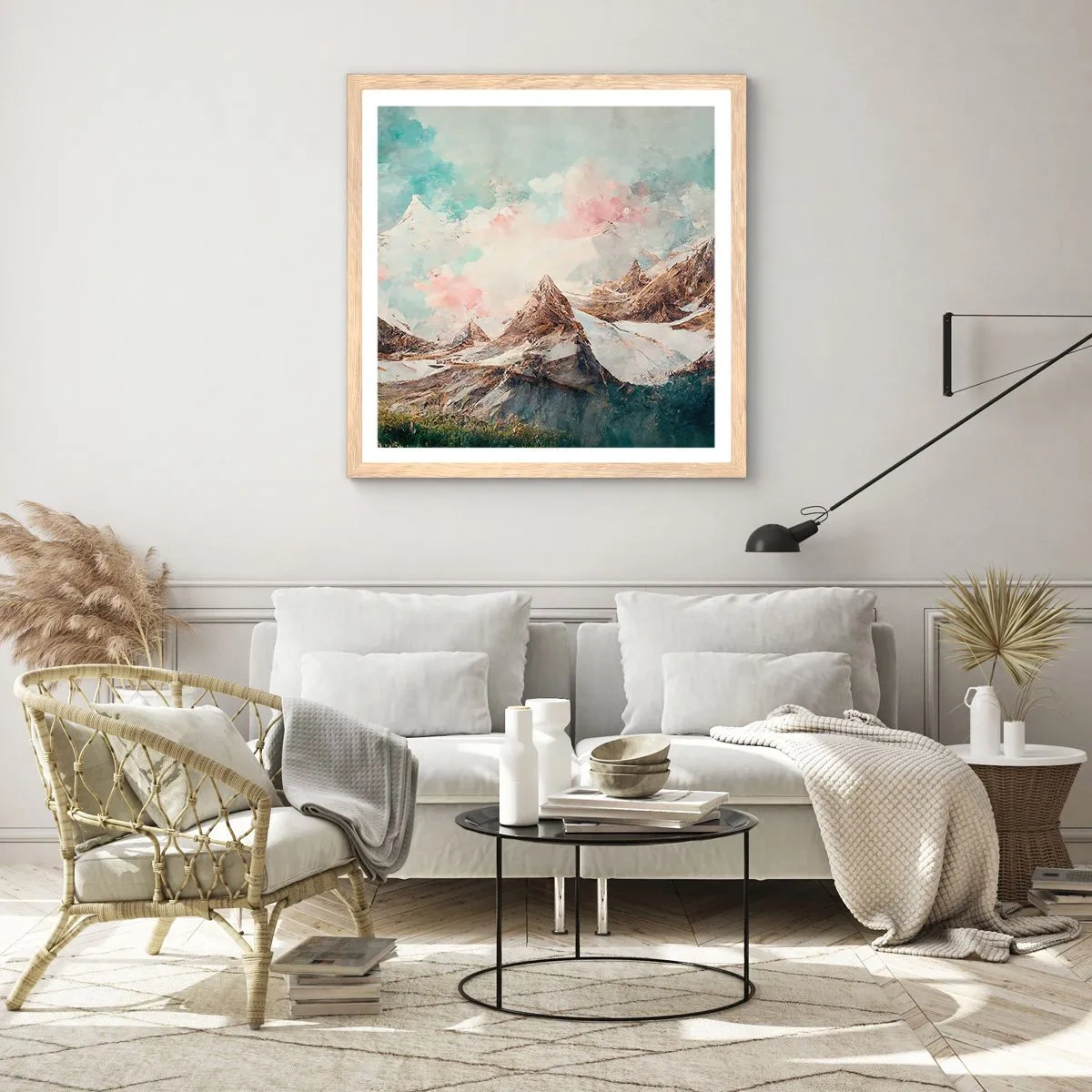 Poster in einem Rahmen aus heller Eiche - Felsklingen - 30x30 cm