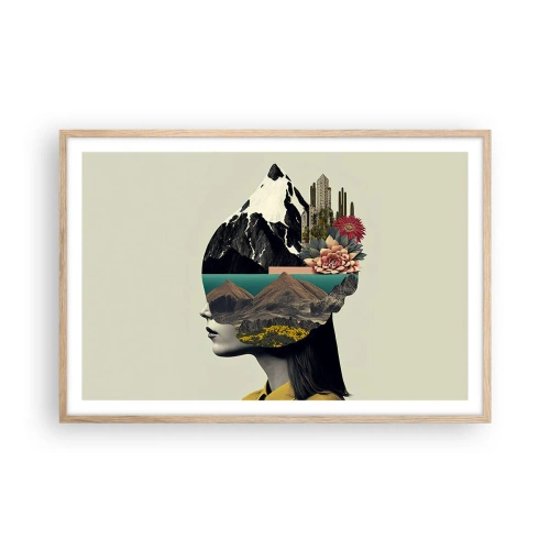 Poster in einem Rahmen aus heller Eiche - Frau – bleibt immer ein Geheimnis - 91x61 cm