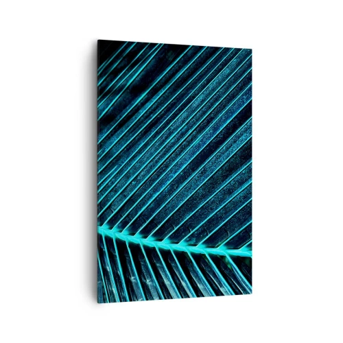 Bild auf Leinwand - Leinwandbild - Makrofotografie eines Blattes in Türkis- und Marineblautönen - 80x120cm - Grüne Textur - Moderne Wanddekoration für Wohnzimmer und Schlafzimmer ARTTOR
