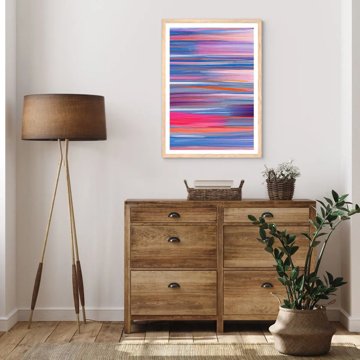 Poster in einem Rahmen aus heller Eiche - Aufstieg zum Regenbogen - 70x100 cm