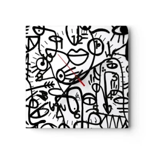 Wanduhr - Glasuhr - Gesichter und Luftspiegelungen - 30x30 cm