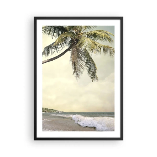 Poster in einem schwarzem Rahmen - Eine Palme vor dem Meer - 50x70cm - Tropischer Traum - Moderne Wanddekoration für Wohnzimmer und Schlafzimmer ARTTOR