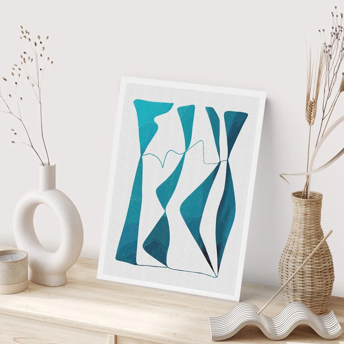 Poster - Abstraktion: türkisfarbene Verbindung - 70x100 cm