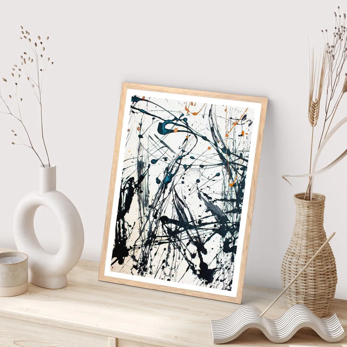 Poster in einem Rahmen aus heller Eiche - Expressionistische Abstraktion - 61x91 cm