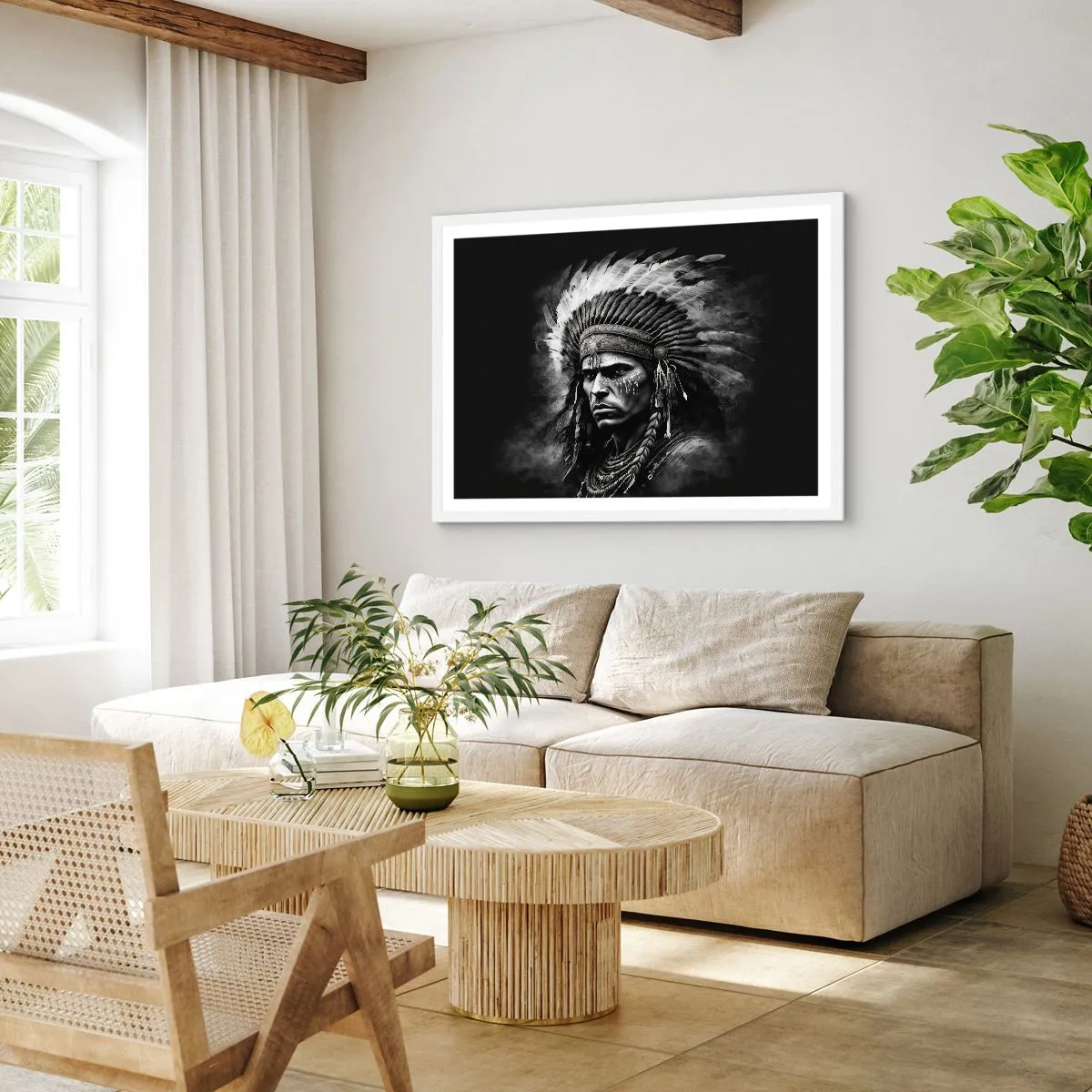 Poster in einem weißen Rahmen - Anführer und Krieger - 70x50 cm
